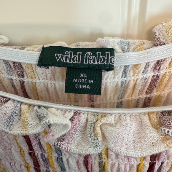 wild fable Pastel Stripe Smocked Maxi Dress - Pink, Yellow, Blue, Cream - Picture 3 of 4